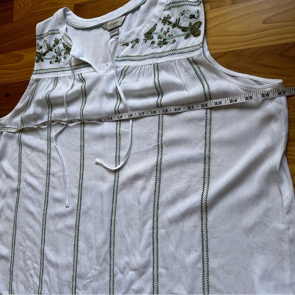 CJ Banks Green Floral Embroidered Tank Top Size 2X Boho Coastal Festival - Picture 12 of 13